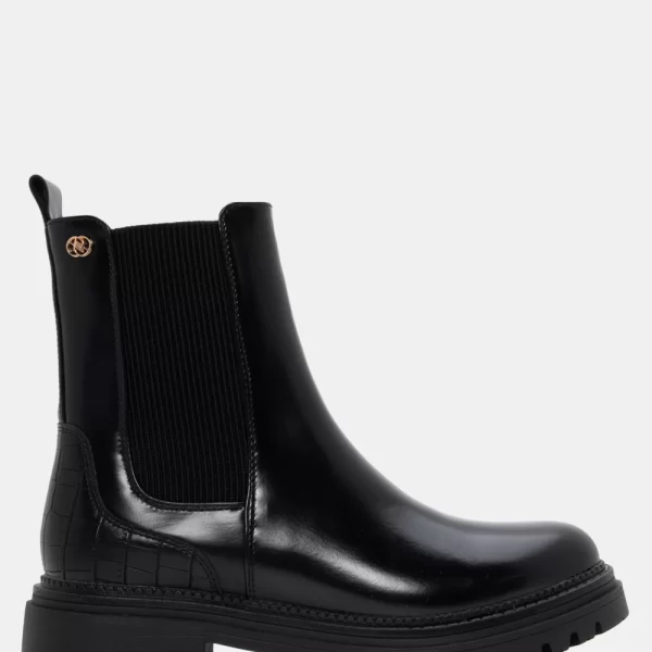 Μποτάκια Chelsea με Λεπτομέρεια Croco - Μαύρο