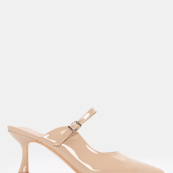 Mules Μυτερά με Λουράκι - Nude