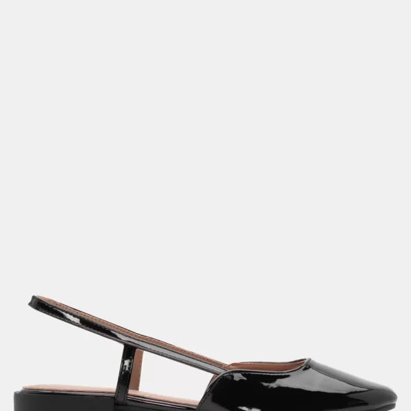 Γοβάκια Slingback Μονόχρωμα - Μαύρο-Λουστρίνι