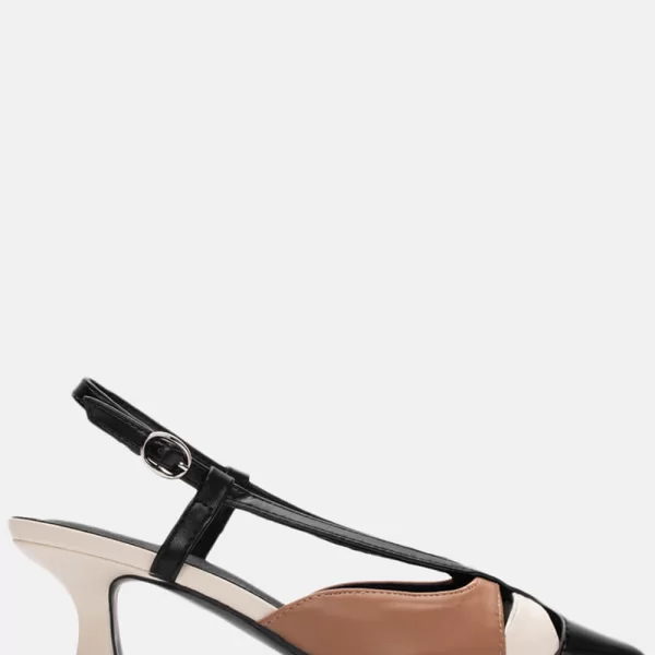 Γοβάκια Μυτερά σε Συνδυασμό Χρωμάτων - Μαύρο