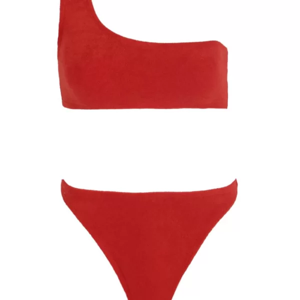 GIGI Μαγιό Σετ Μπικίνι Terry με Έναν Ώμο - Κόκκινο