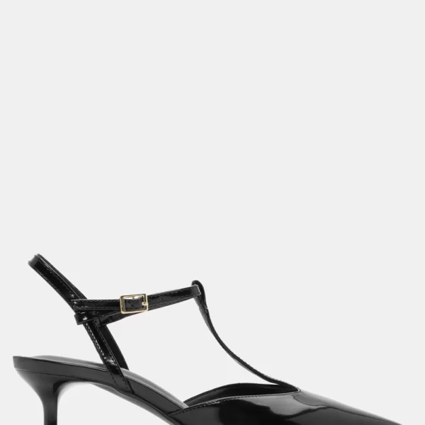 Γόβες Μυτερές με Μπαρέτα - Μαύρο-Λουστρίνι