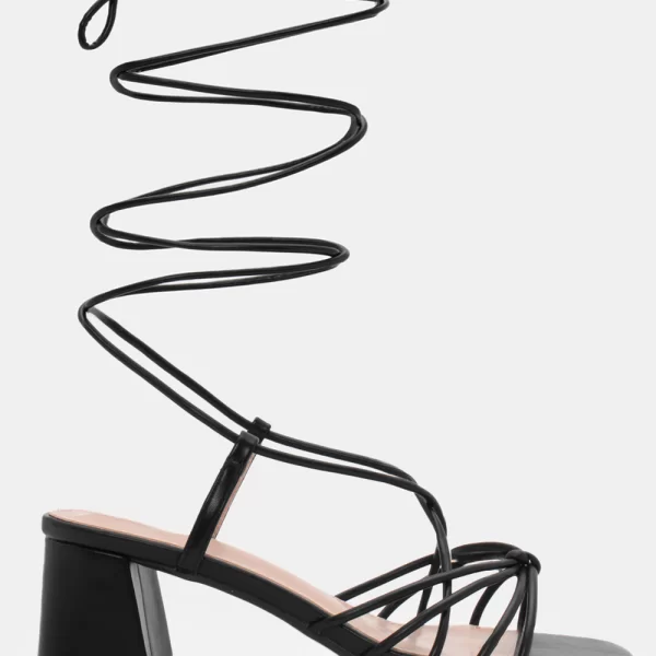 Πέδιλα Lace Up με Σχέδιο Κόμπο - Μαύρο