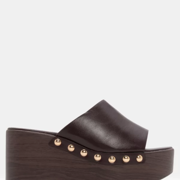 Clogs με Φαρδιά Φάσα - Καφέ Σκούρο