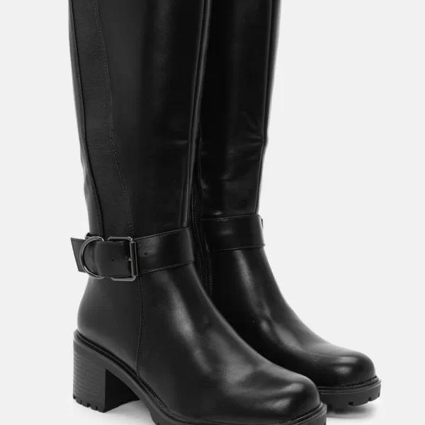 Μπότες με Λάστιχο & Διακοσμητικό Λουράκι - Μαύρο