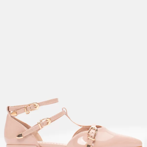 Γοβάκια Μυτερά με Λουράκια & Μπαρέτα - Μπεζ