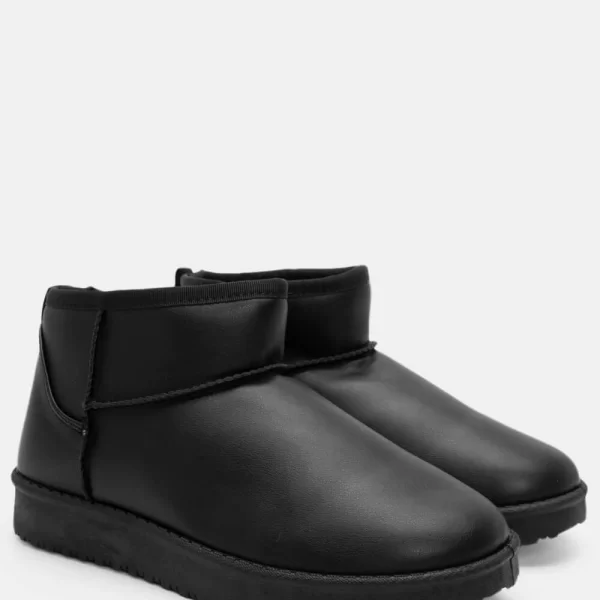 Μποτάκια με Εσωτερική Επένδυση Γούνας - Μαύρο-Ματ