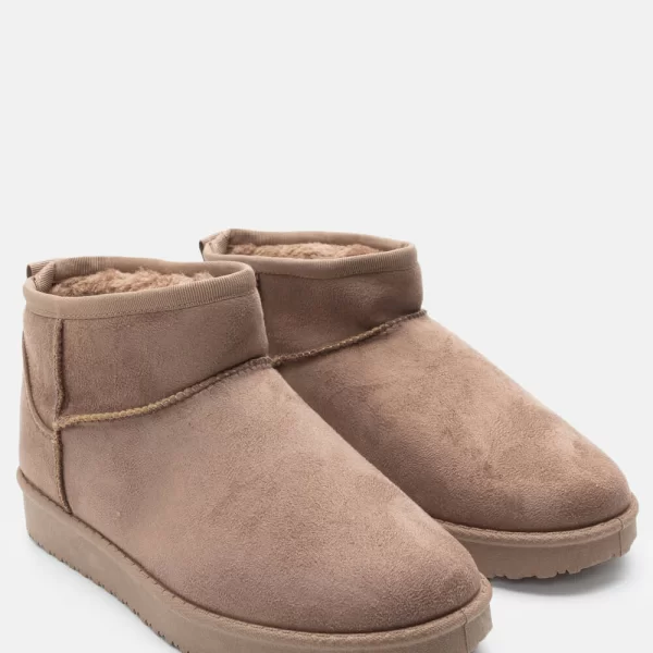 Μποτάκια με Εσωτερική Επένδυση Γούνας - Μπεζ-Σκούρο