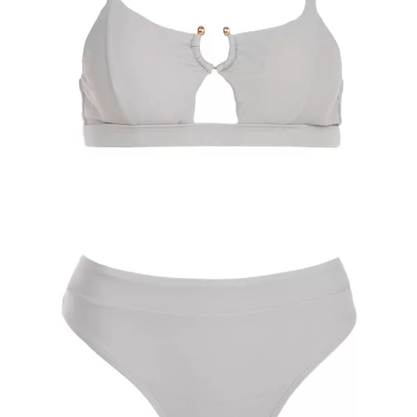 GIGI-Μαγιό Σετ Μπικίνι με Λάστιχο και Κρίκο - Γκρι