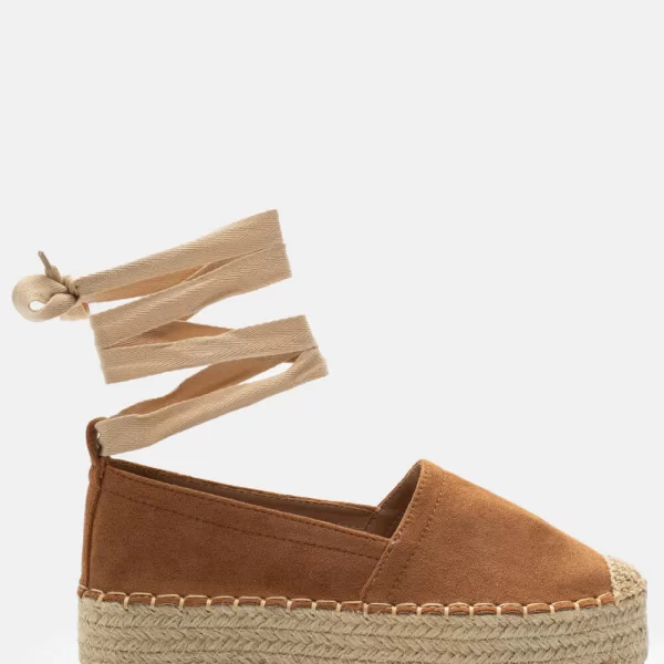 Εσπαντρίγιες Flatforms Lace Up - Κάμελ