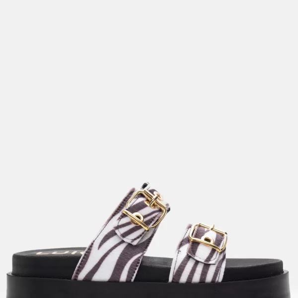 LUIGI DESIGN - Σανδάλια Flatform με Διπλή Τόκα - Άσπρο+Μαύρο