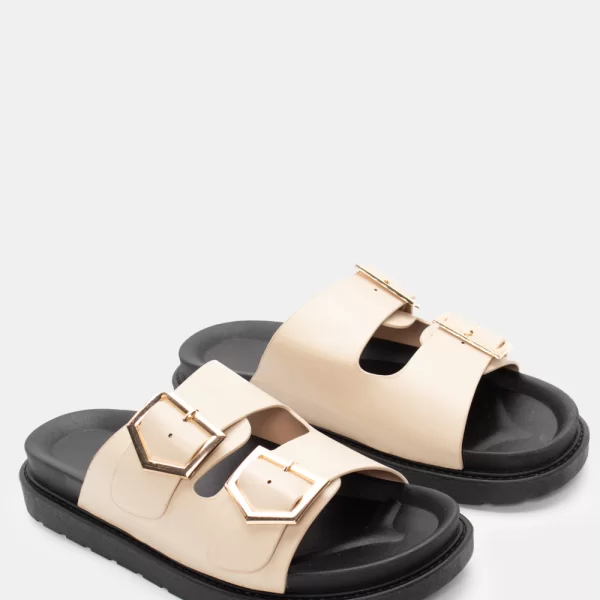 Σανδάλια Flatform με Λουράκια & Τόκες - Μπεζ