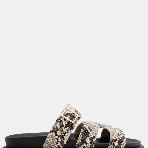 Σανδάλια Flatform με Ανοίγματα Στο Πλάι & Λουράκι - Φίδι