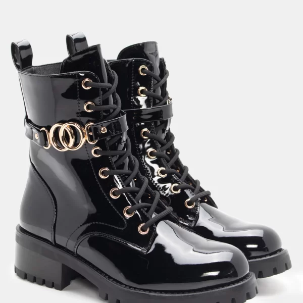 Αρβυλάκια με Διακοσμητικό Λουράκι - Μαύρο-Λουστρίνι