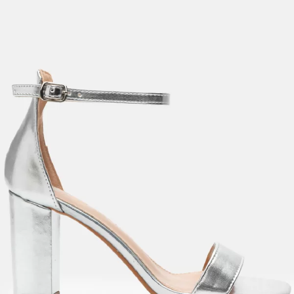 Πέδιλα με Τακούνι & Μπαρέτα - Ασημί