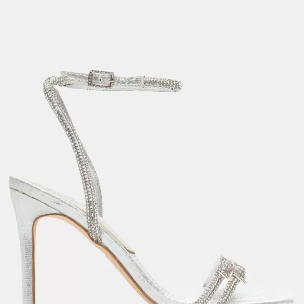 Πέδιλα Σατέν με Strass - Ασημί