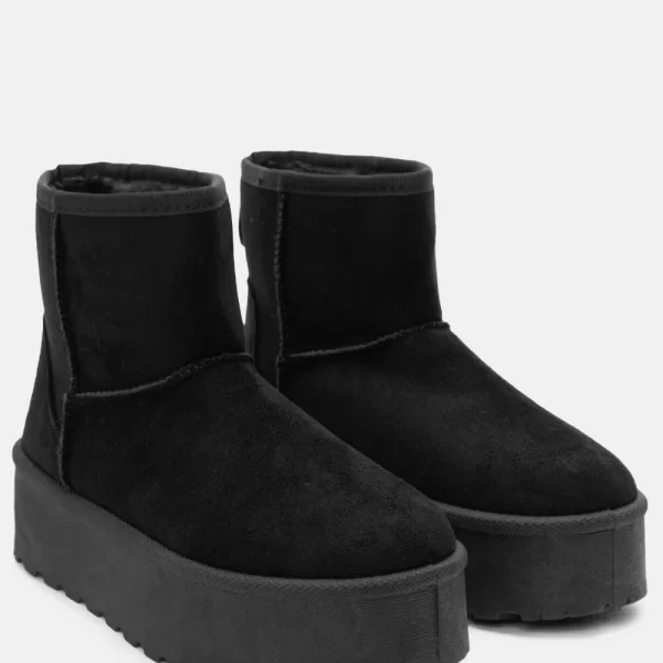 Μποτάκια Δίσολα με Εσωτερική Επένδυση Γούνας - Μαύρο