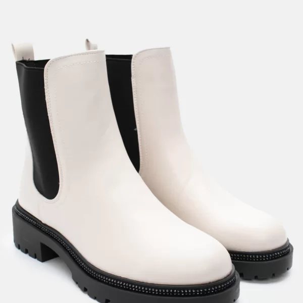 Μποτάκια Αστραγάλου με Λάστιχο &Strass - Μπεζ