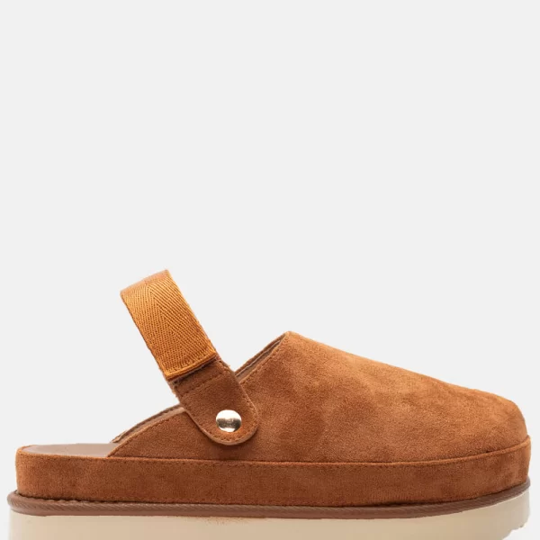 Clogs Δίσολα με Λουράκι Scratch - Κάμελ