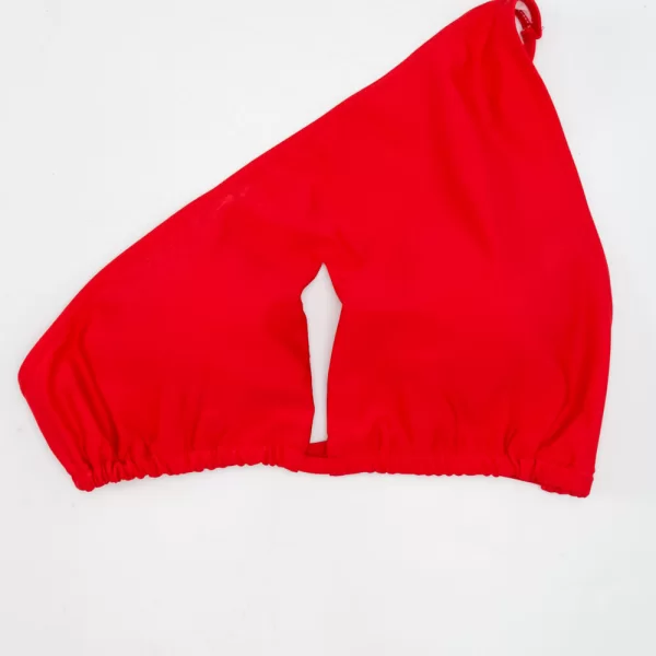 GIGI-Μαγιό Top με Έναν Ώμο και Άνοιγμα Μπροστά Plus Size - Κόκκινο