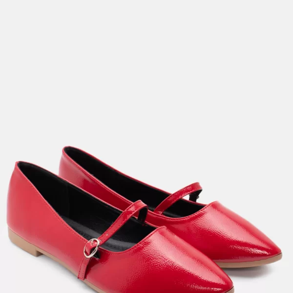 Μπαλαρίνες Μυτερές με Λουράκι - Κόκκινο