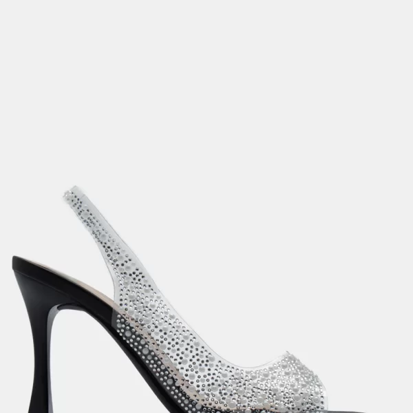 Πέδιλα με Διαφάνεια & Διακομητικά Strass - Μαύρο