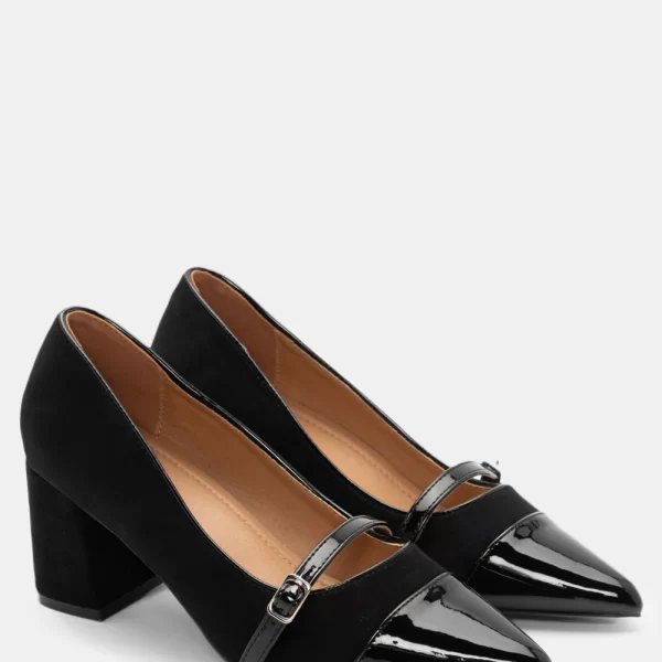 Γόβες Μυτερές με Λουράκι - Μαύρο