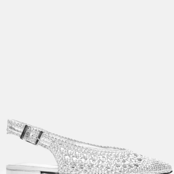 Γοβάκια Μυτερά με Πλεκτό Σχέδιο - Ασημί