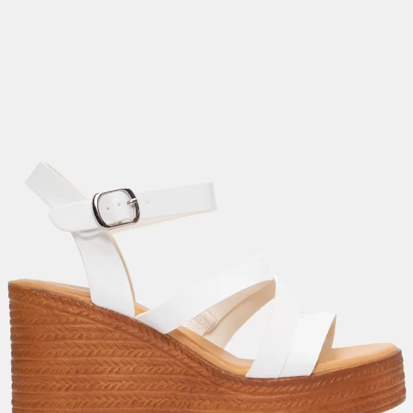 Πλατφόρμες με Πολλαπλά Λουράκια & Μπαρέτα - Λευκό