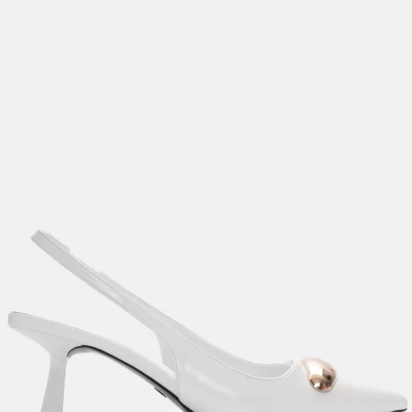 Γόβες Μυτερές με Διακοσμητικό - Λευκό