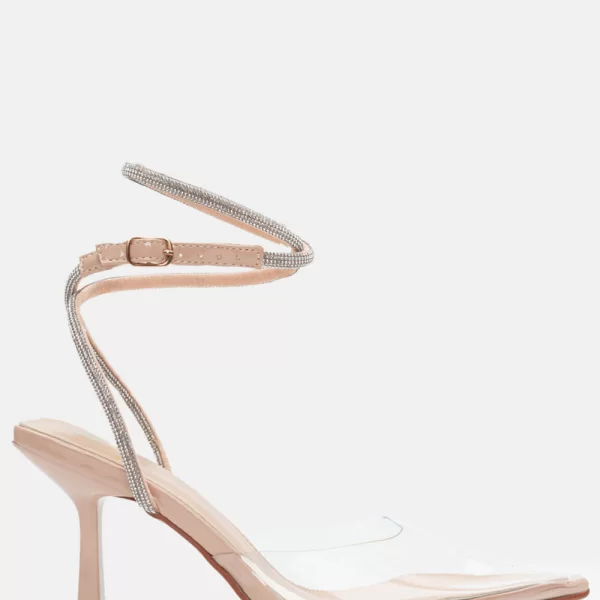 Γόβες Μυτερές με Διαφάνεια & Strass - Μπεζ