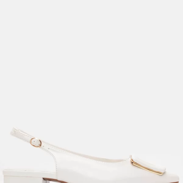 Γοβάκια Μυτερά με Διακοσμητική Αγκράφα - Λευκό