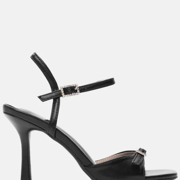Πέδιλα με Μπαρέτα & Τόκες Από Strass - Μαύρο