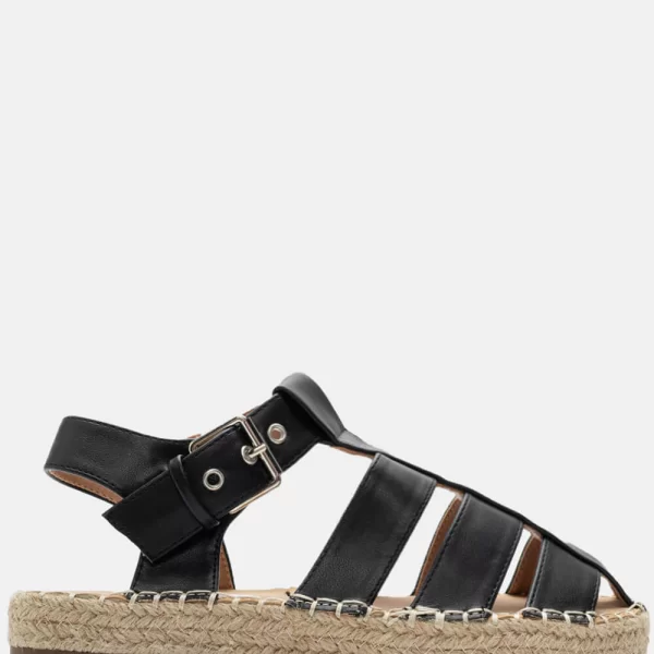 Σανδάλια Flatform Εσπαντρίγες με Τόκα - Μαύρο