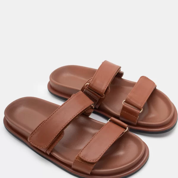 Σανδάλια Flatform με Λουράκια Scratch - Κάμελ