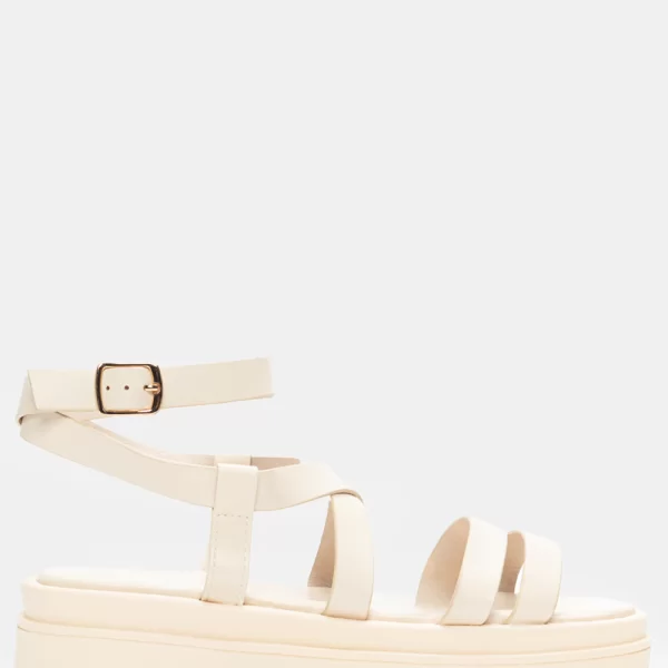 Σανδάλια Flatform με Λουράκια - Μπεζ