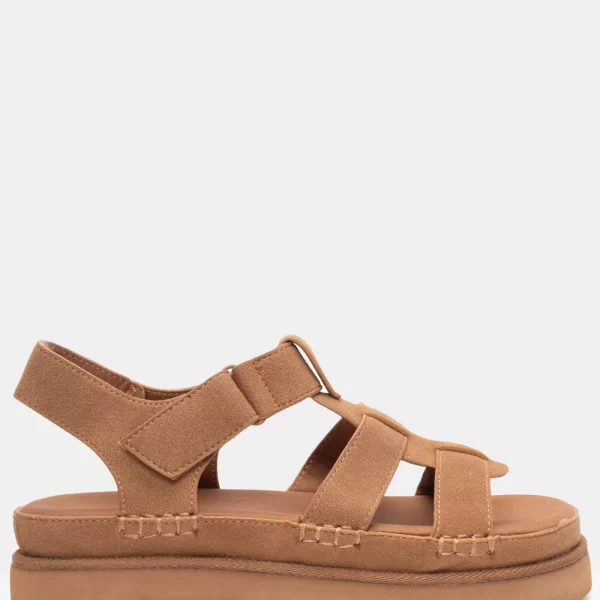 Σανδάλια Flatform με Λουράκι Scratch - Κάμελ