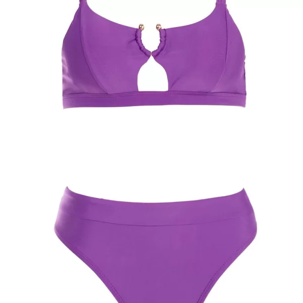 GIGI-Μαγιό Σετ Μπικίνι με Λάστιχο και Κρίκο - Μώβ