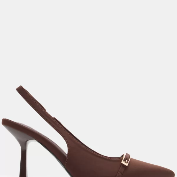 Γόβες Μυτερές με Διακοσμητική Τόκα - Καφέ Σκούρο