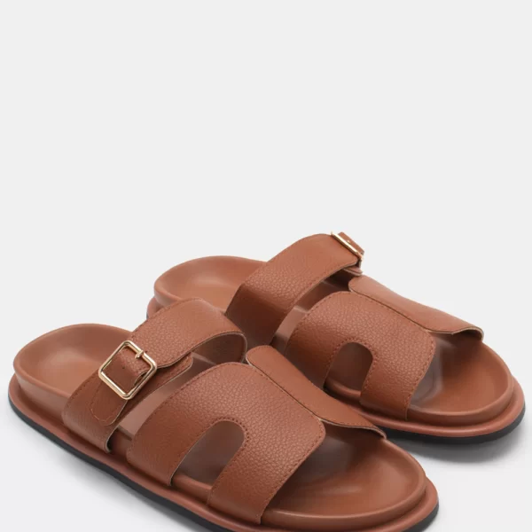 Σανδάλια Flatform με Ανοίγματα Στο Πλάι & Λουράκι - Κάμελ