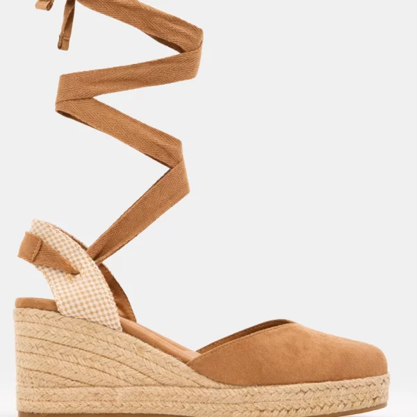 Πλατφόρμες Εσπαντρίγιες Lace Up - Μπεζ-Σκούρο