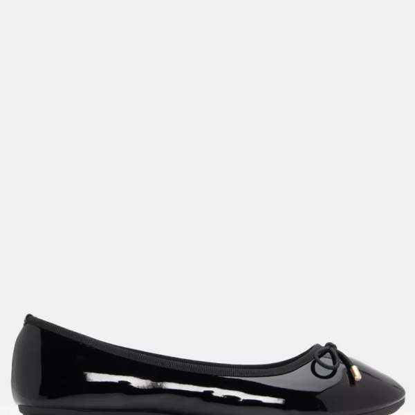 Μπαλαρίνες με Διακοσμητικό Φιόγκο - Μαύρο-Λουστρίνι