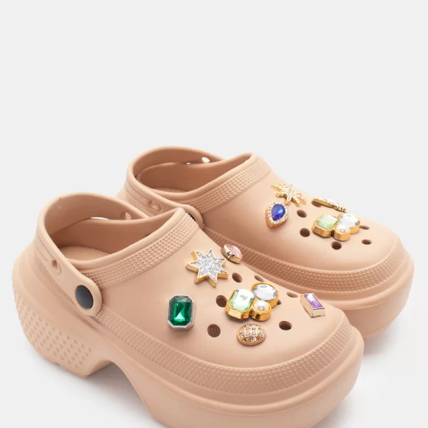 Παντόφλες Σαμπό με Διακοσμητικά - Καφέ