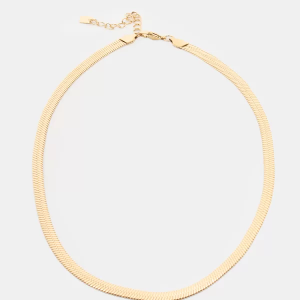 Κολιέ Αλυσίδα Πλακέ Φίδι - Χρυσό