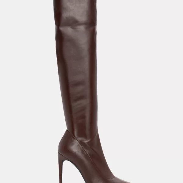 Μπότες Μυτερές Over The Knee - Καφέ Σκούρο