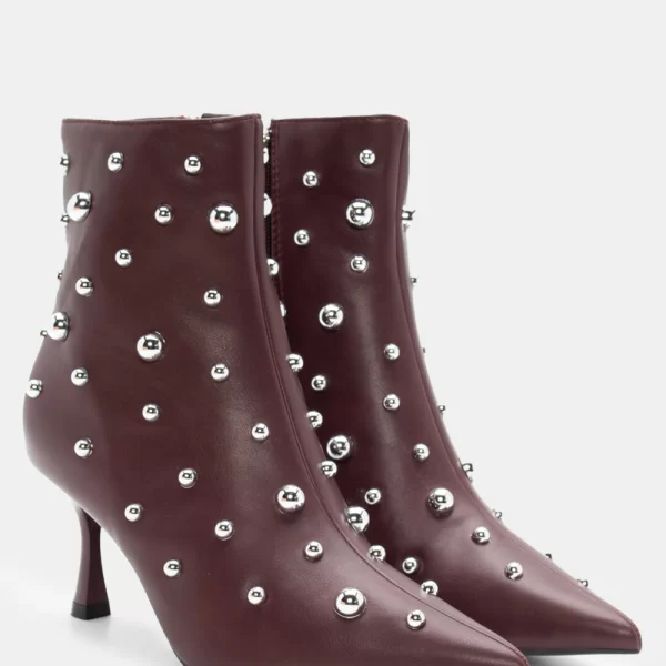 Μποτάκια Μυτερά με Διακοσμητικά Τρούκς - Μπορντό