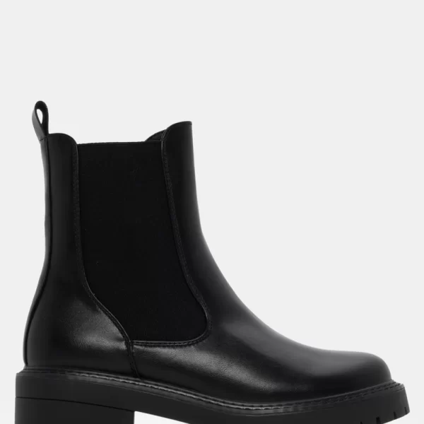 Μποτάκια Chelsea με Τρακτερωτή Σολά - Μαύρο