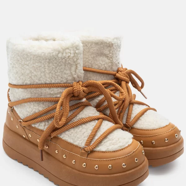 Μποτάκια Χιονιού με Διακοσμητικά Τρούκς - Κάμελ