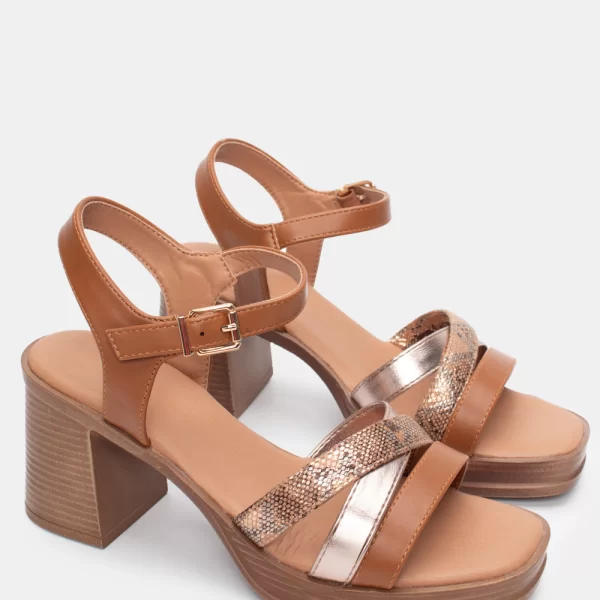 Πλατφόρμες με Χιαστί Λουράκια & Μπαρέτα - Κάμελ