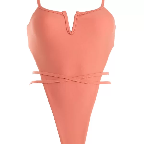 GIGI-Μαγιό Ολόσωμο με Κορδόνι στη Μέση - Σομόν